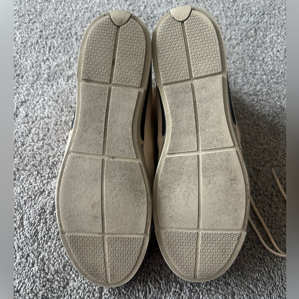 STUART WEITZMAN $435 ZIPIT Bone / Black Leather Cap Toe High Top Sneakers 10 m - Picture 7 of 7